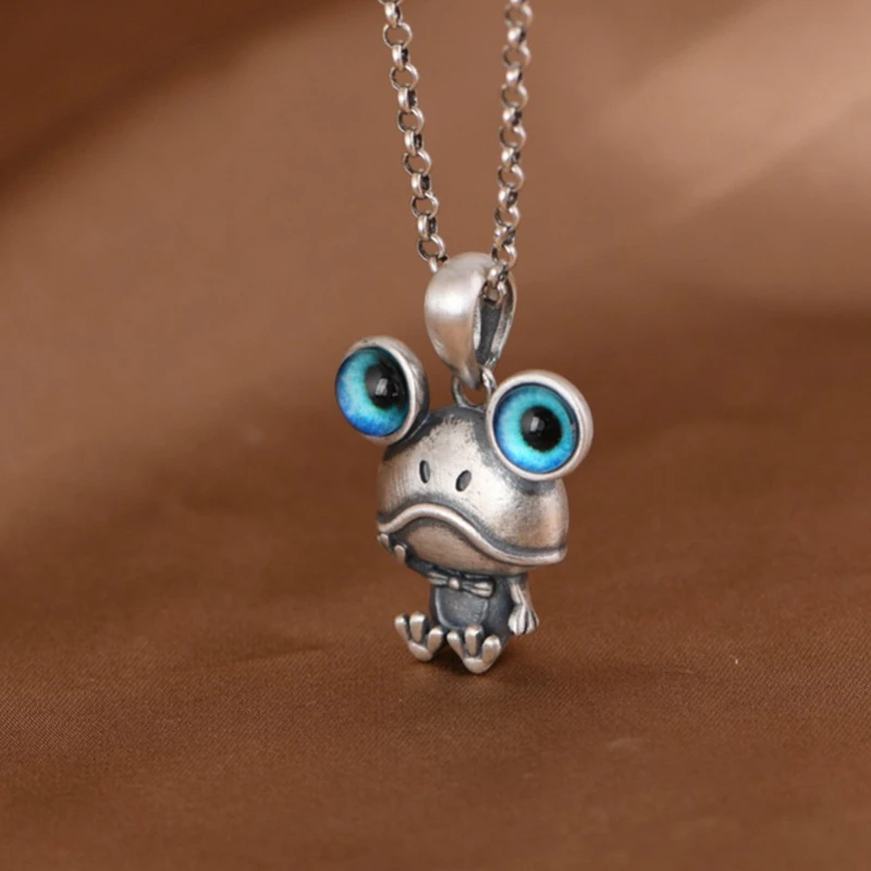 Модные Мультяшные ожерелья с голубыми глазами и лягушкой кольца для женщин