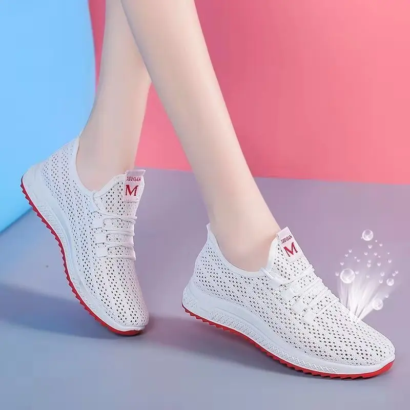 

Shoes Women's 2022 Summer New Flying Woven Sneakers Korean Fashion Trend Running Shoes Mesh Casual Shoes Lace Up Running Shoes