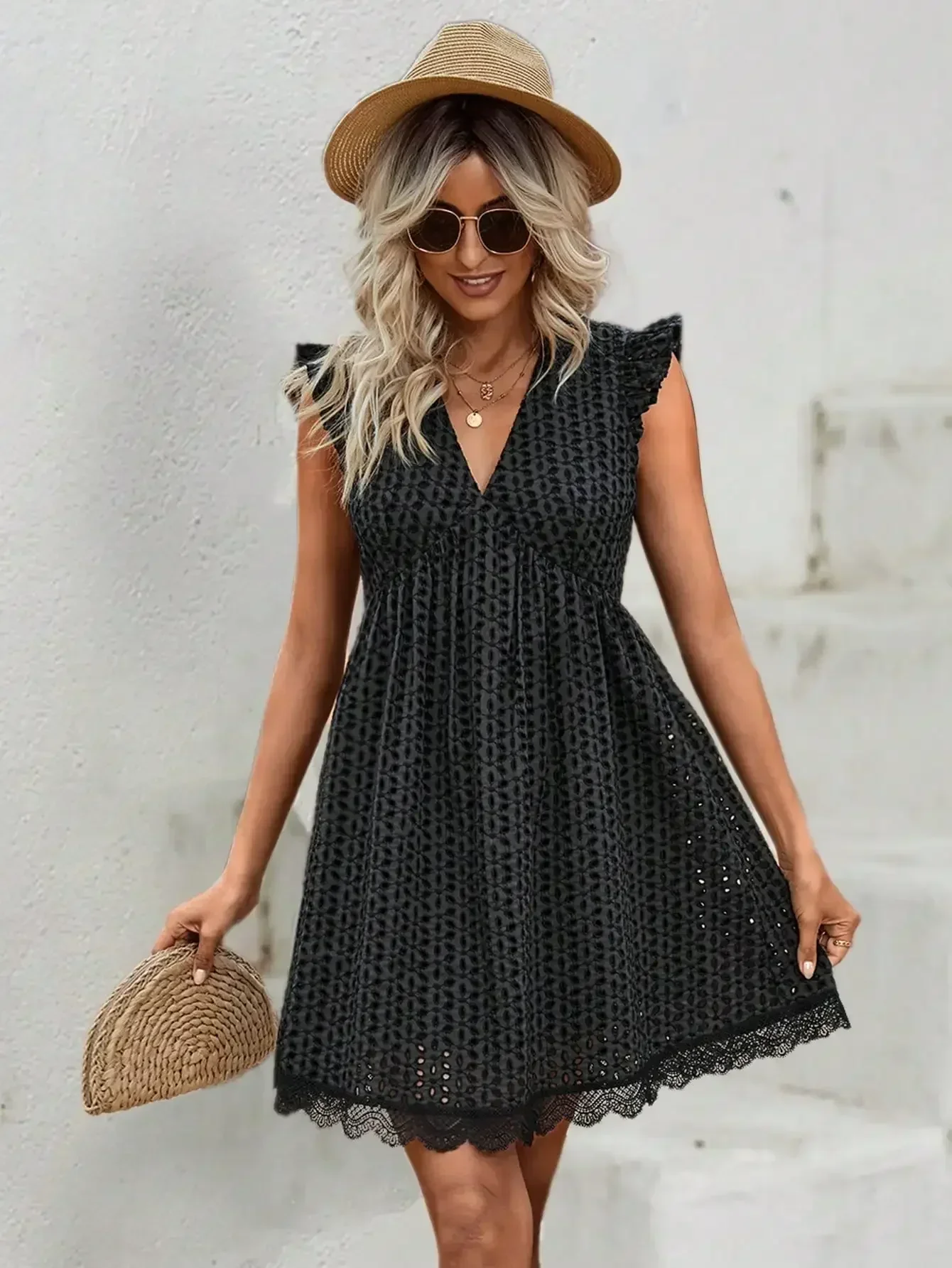 Модное Элегантное новое черное платье повседневное женское без рукавов короткая