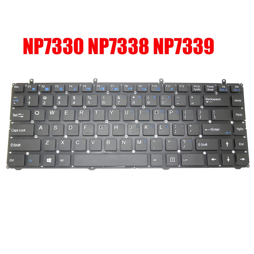 Клавиатура для ноутбука Sager NP7330, NP7338, NP7339, W230ST, W230SS, W230SD, английская, английская, черная, без рамки, без подсветки, Новинка