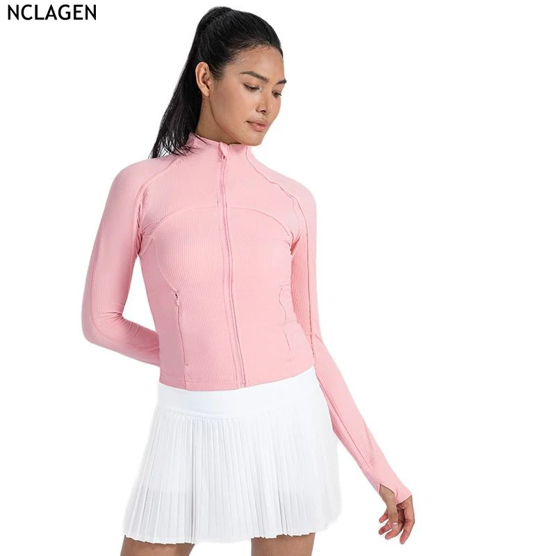 

NCLAGEN высокоэластичное пальто для йоги спортивный бег на молнии Короткая куртка для тренировок в тренажерном зале Быстросохнущий дышащий Топ для женщин для тренировок