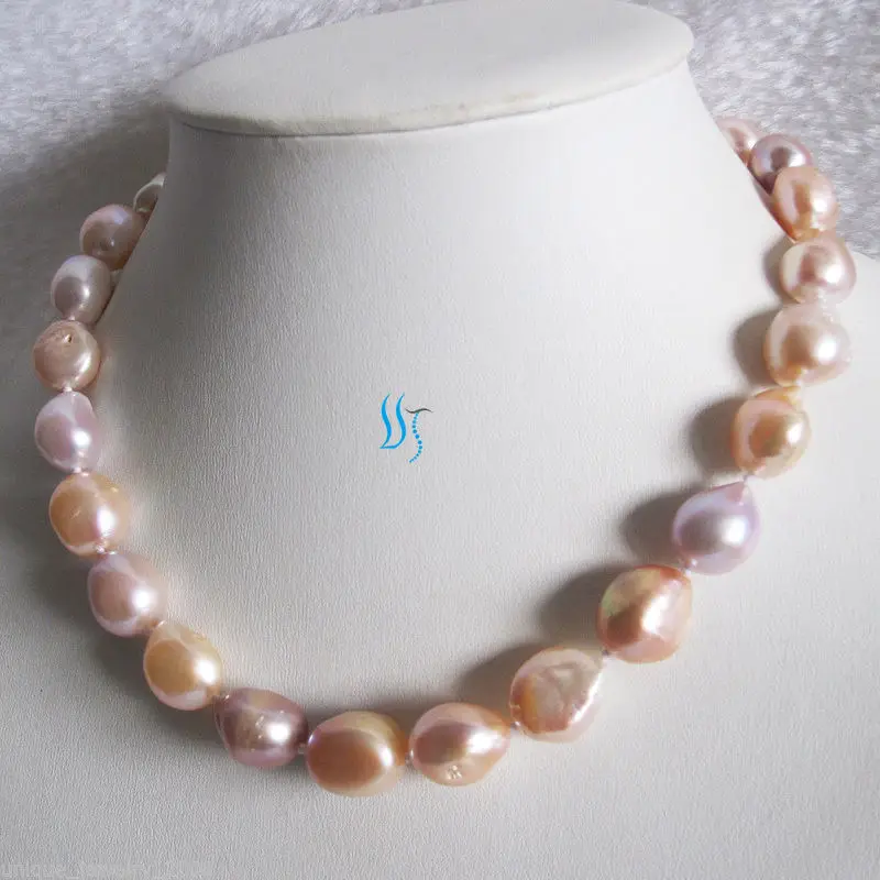 

New wholesale natural 18" 10-13mm Pink Lavender Baroque AA Freshwater Pearl Necklace Fashion Jewelry