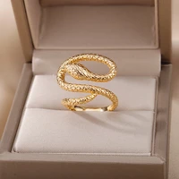 retro punk snake rings for men women stainless steel snake finger ring exaggerated engagement wedding jewelry gift 2022
