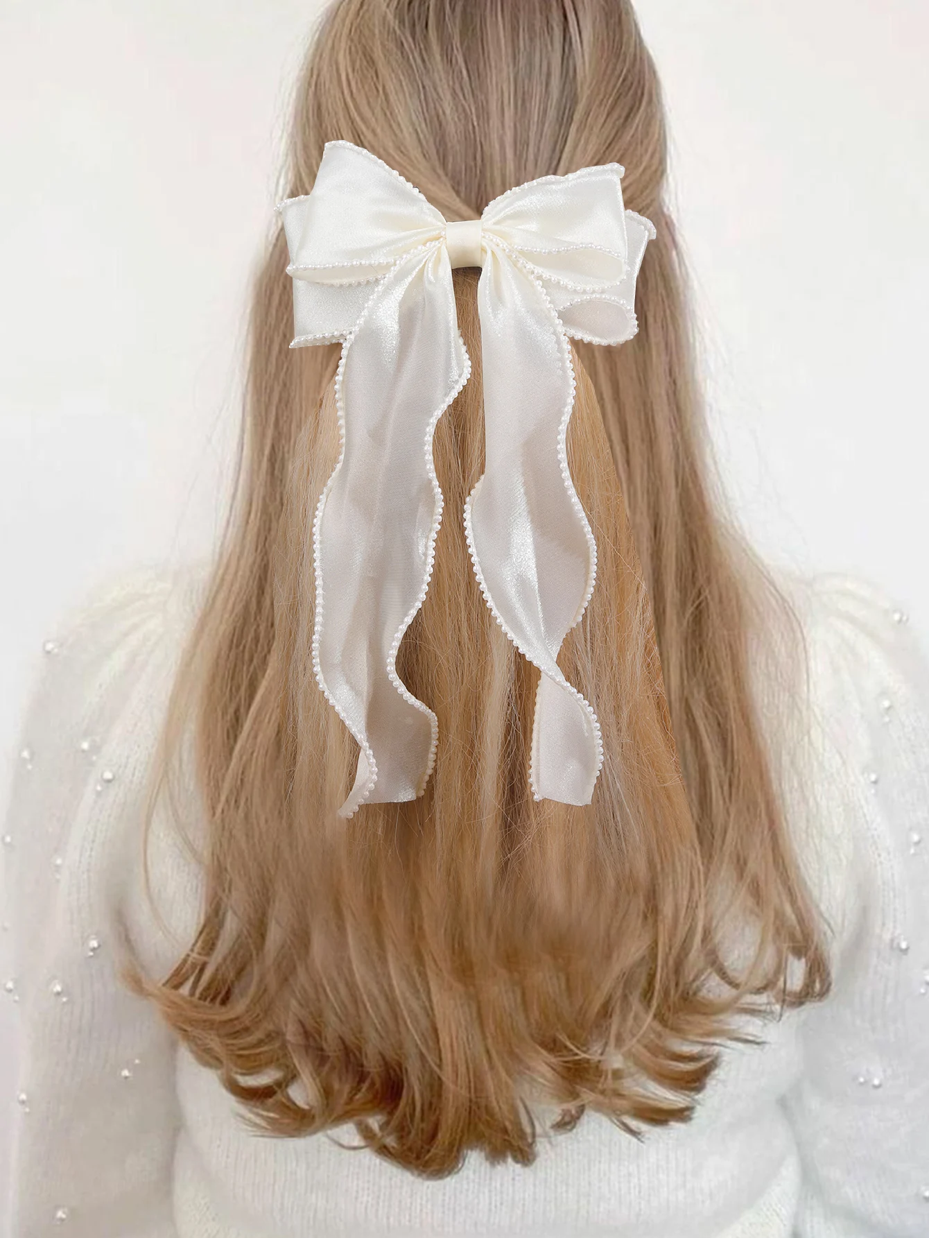 Заколки для волос с жемчужинами и бантом 1 шт.