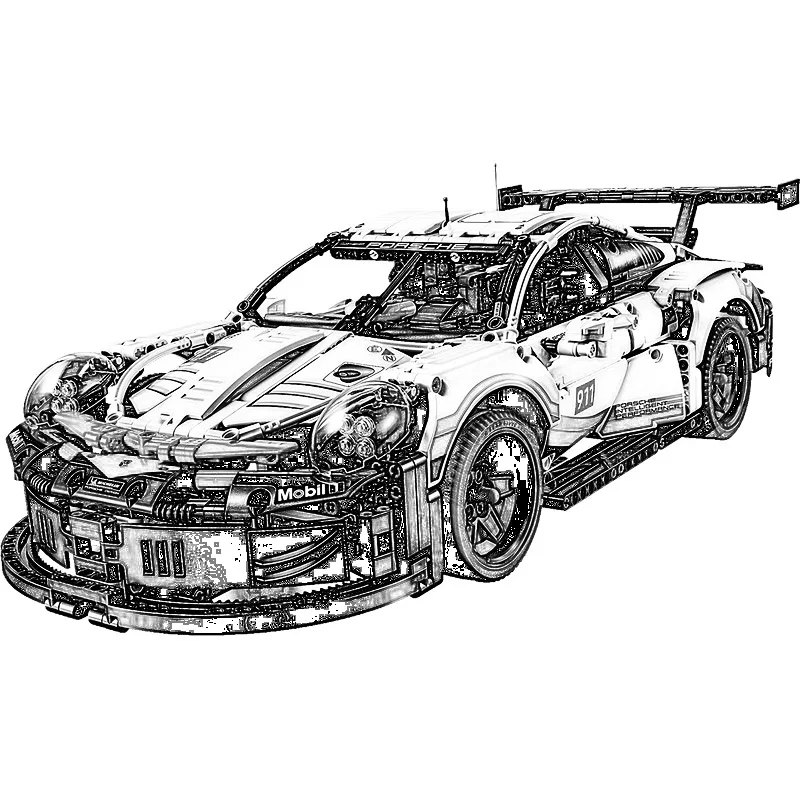 

1580 шт., Детский конструктор Porscheed Supercar Rsr 9111RSR