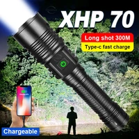 2022 new high power led flashlights xhp70 rechargeable camping torch powerful waterproof outdoor 100000 lumen zoom flashlight