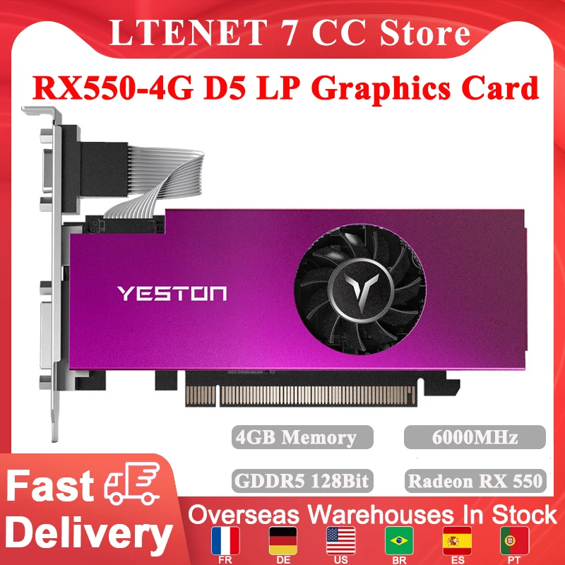 

Yeston RX550-4G D5 LP Graphics Cards Radeon Chill 4GB Memory GDDR5 128Bit 6000MHz HD + HDMI-compatible+ DVI-D GPU for PC Gaming