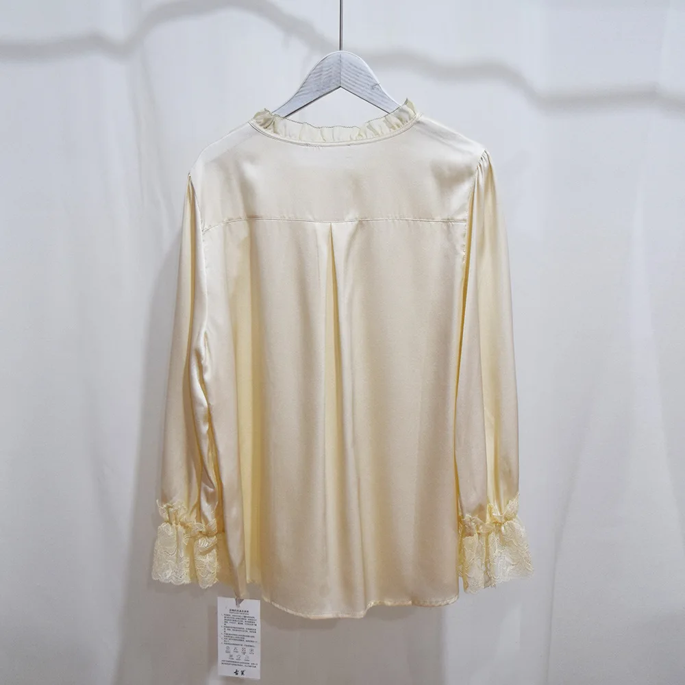 Heavy Silk Pajamas Suit Women's Long Sleeved Pants Two Piece Mulberry Silk Home Clothes Pijamas Women  Sleepwear