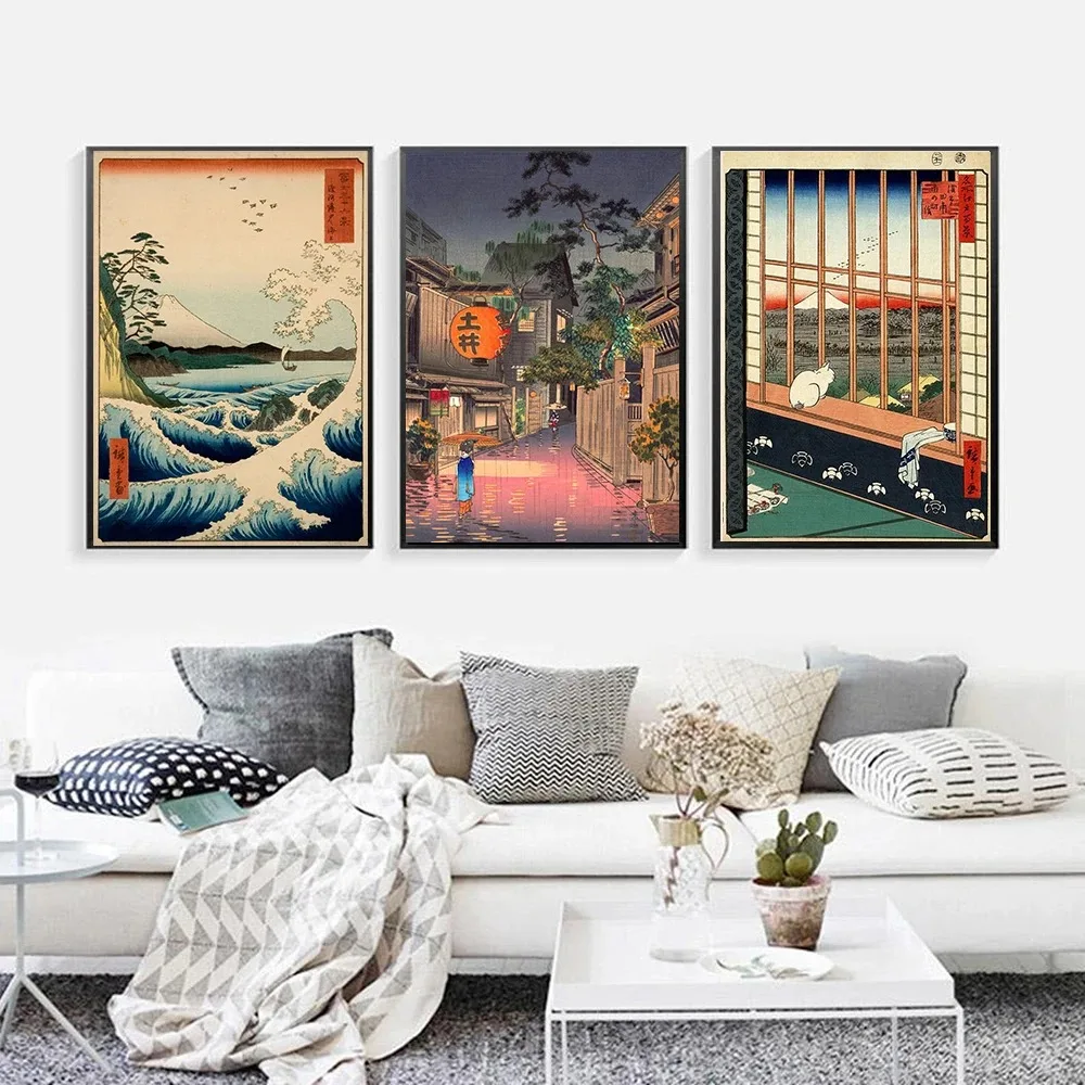 Винтажный Японский Ushigome Kagurazaka Постер В Стиле Ретро Настенное Искусство Холст С