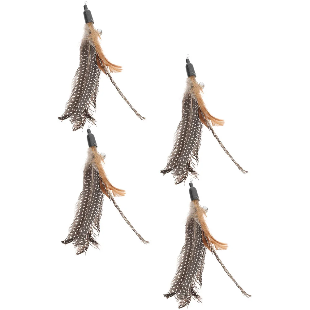 

4 Pcs Cat Teaser Refill Interactive Toy Wand Plaything Pearl Chase Plume Attachments