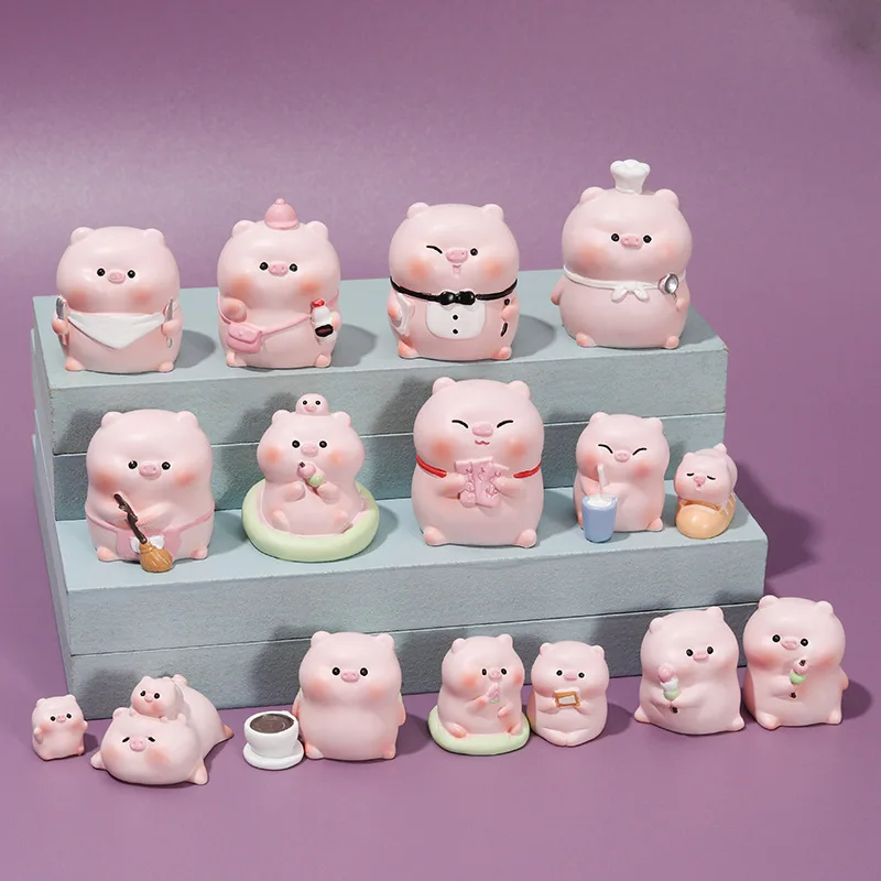 

Pig Restaurant Blind Box Net Red Hand-made Cute Dry Rice Pig Cartoon Mini Ornaments Gashapon Machine Doll New Blind Box