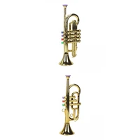 2pcs musical colored trumpet instrument kids boys toy party gold 3 4 tones