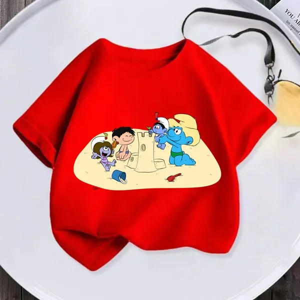 Smurfs omeloned Детская одежда Одежда для девочек мальчиков летняя детская футболка