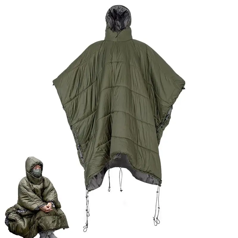 Портативный спальный мешок плащ одеяло с капюшоном гамак многофункциональный