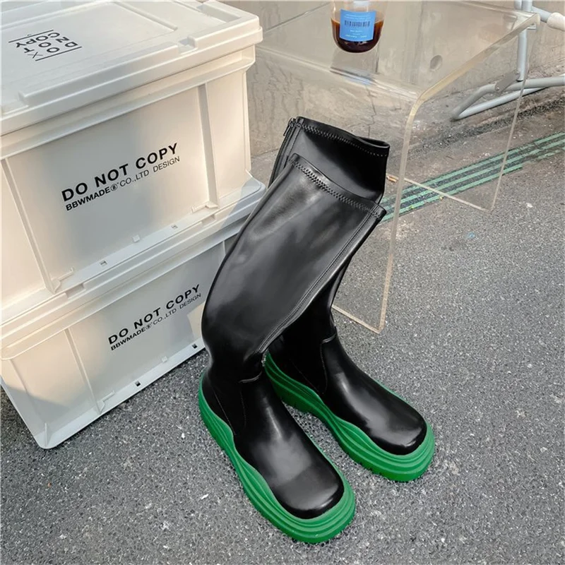 

Женские высокие сапоги до колена, сезон осень-зима, модная повседневная Праздничная обувь на толстом каблуке, женские длинные сапоги на пла...