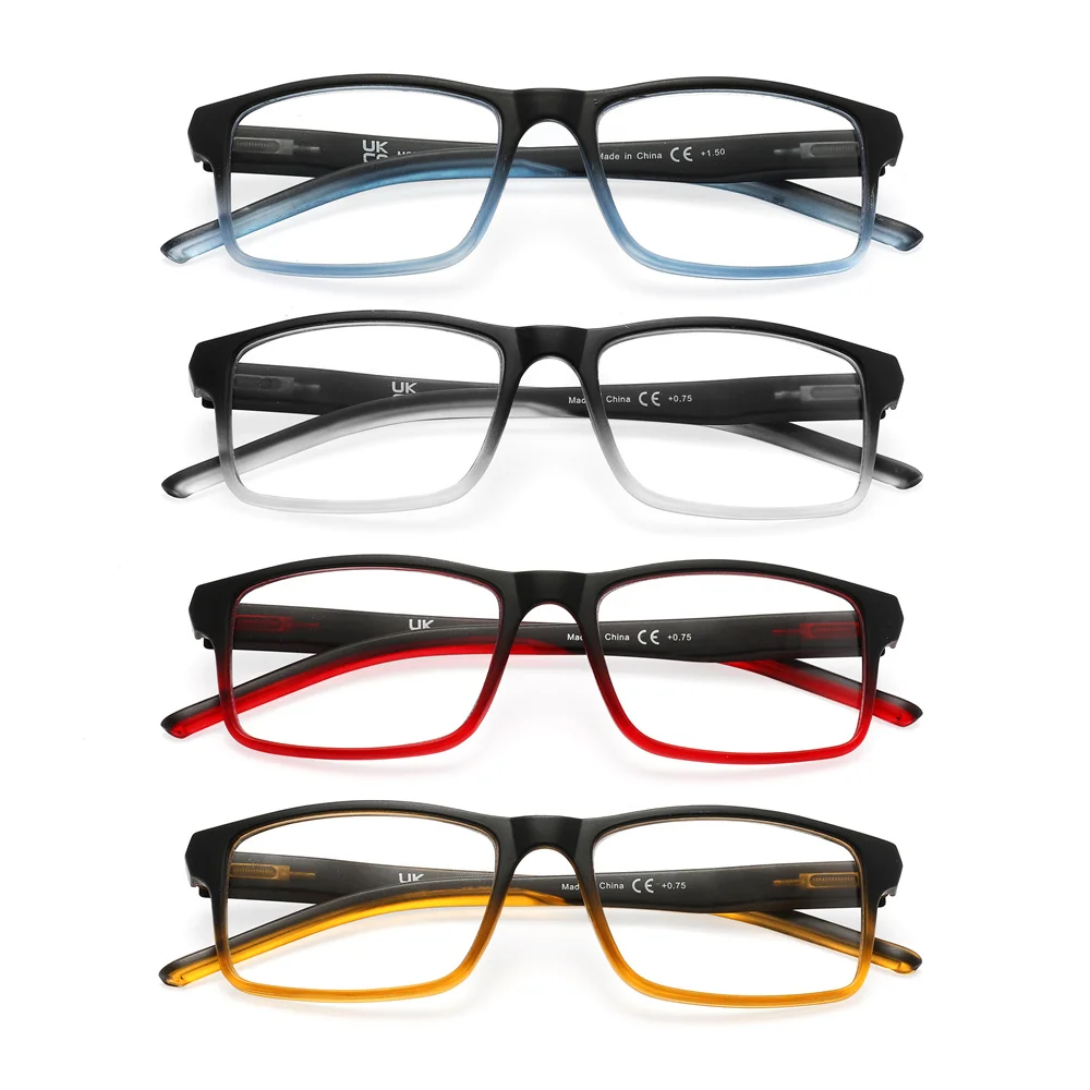 MODFANS Стильные прямоугольные мужские синие плотные очки для чтения с градиентом