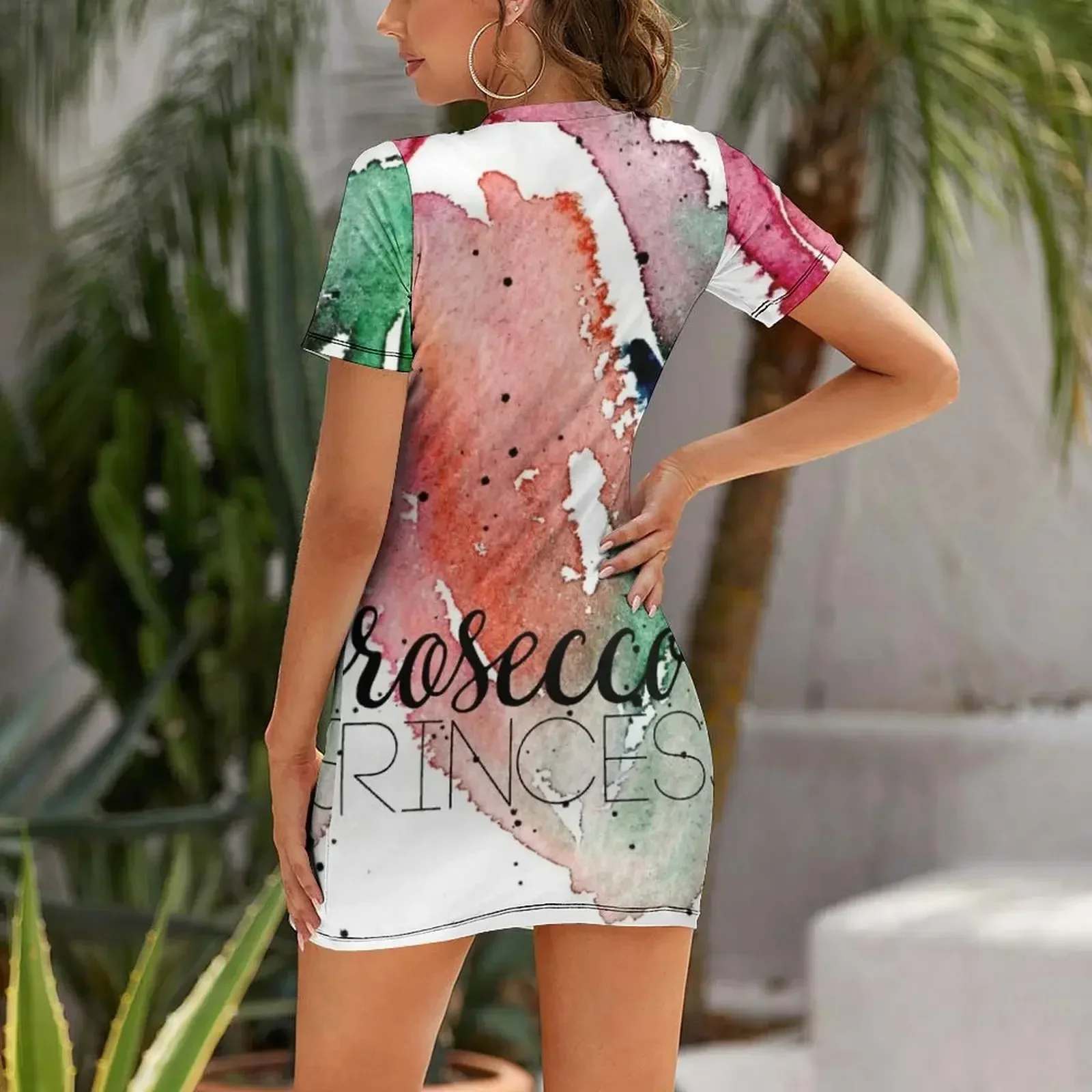 Фото Платье с короткими рукавами Prosecco Lover Girly Watercolor, платье на день рождения, платья в корейском стиле, платье для гостей на свадьбу 2026 №2