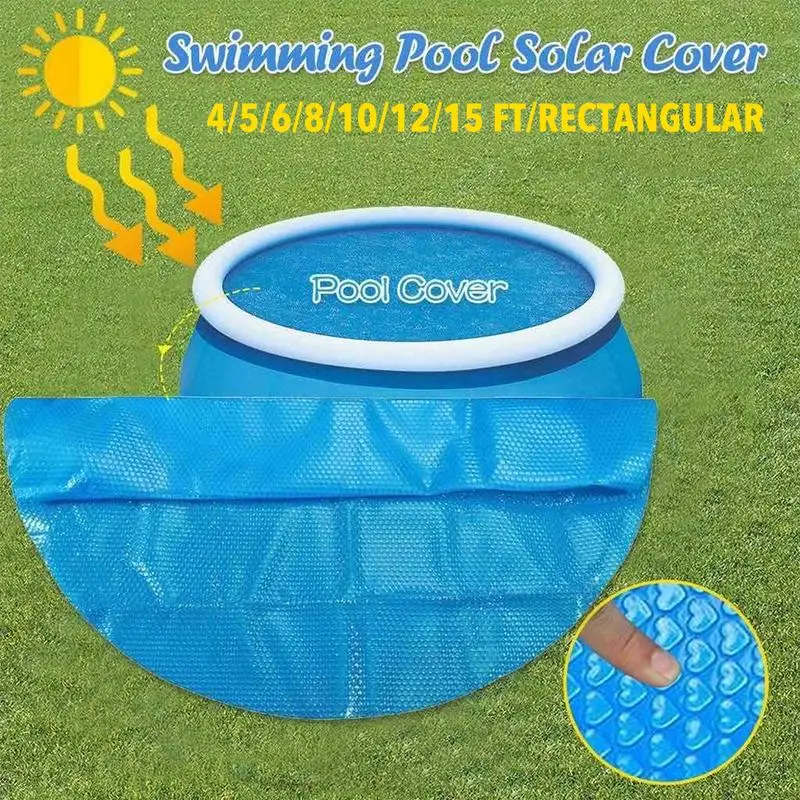 

New Swimming Pool Cover Dust Rainproof Pool Cover Blue Round Tarpaulin Durable For Family Garden Pools Swimming Pool Accessories