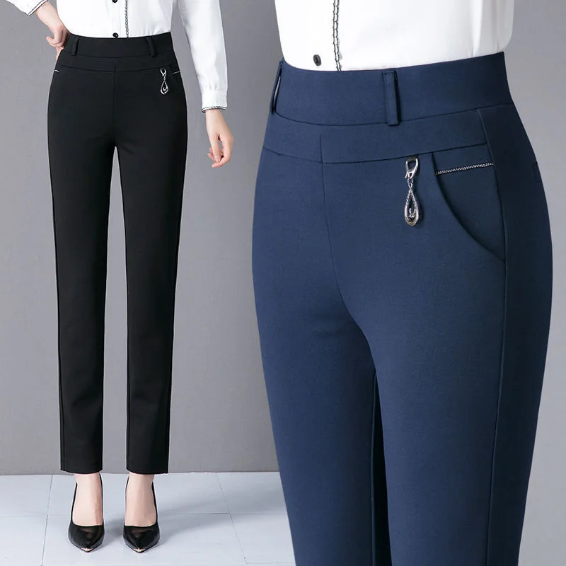 

Новинка 2021, женские брюки, повседневные хлопковые офисные брюки-карандаш, облегающие брюки стрейч с высокой талией, рабочая одежда, размеры ...
