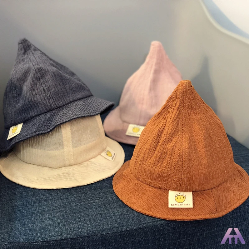 

Baby Fisherman Hat Children's Party Wizard Hat Boys and Girls Fashion Casual Labeling Solid Color Sunshade Cap