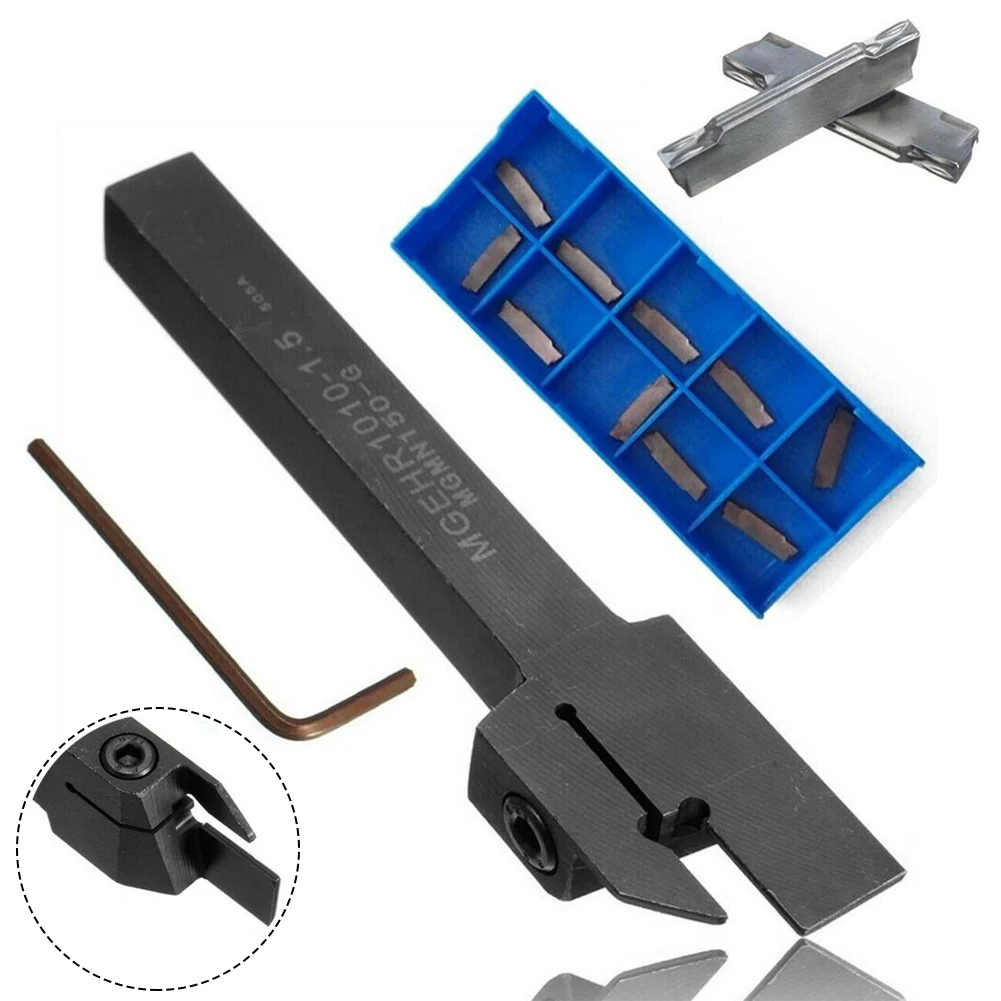

12pcs MGMN150-G Inserts MGEHR1010-1.5 Turning Tool Holder Wrench Carbide Turning Tool External Grooving Tool Boring Bars