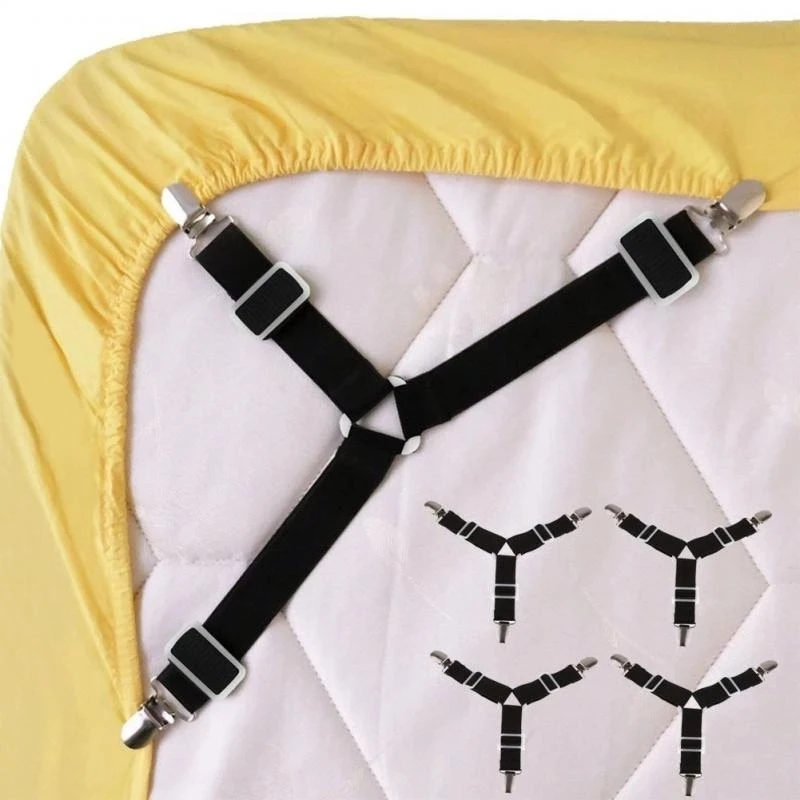 

4pcs Adjustable Triangle Elastic Suspenders Gripper Belt Bed Sheet Fasteners Mattress Covers Sofa Cushion Strap Clip Home Gadget