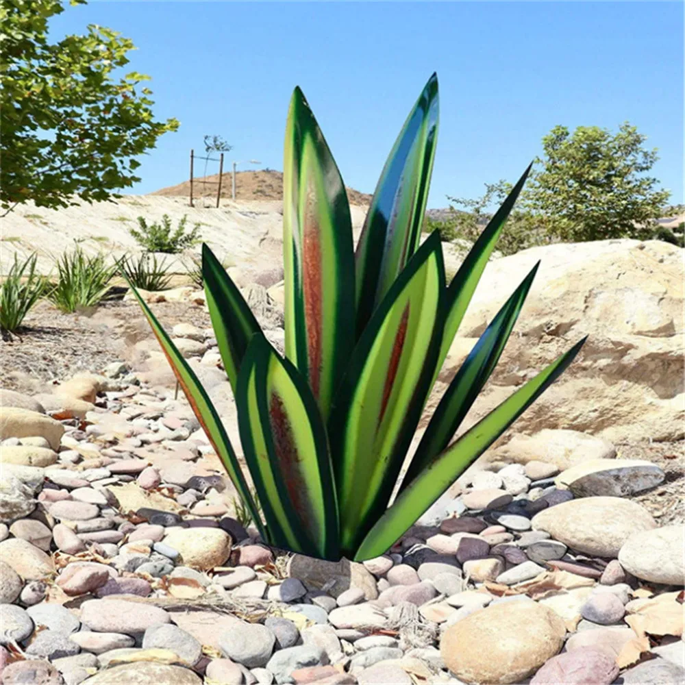 

DIY Металлическая Имитация agave 9 листьев, искусство растений, текила, деревенская скульптура для домашнего декора, садовая скульптура, садова...