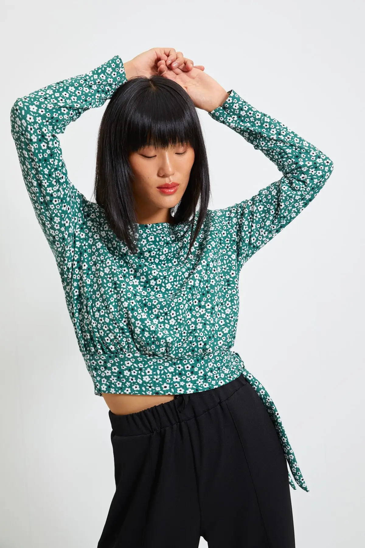 

Trendyol Crispy Flower Print Gauze Knitted Blouse TWOAW22BZ0320