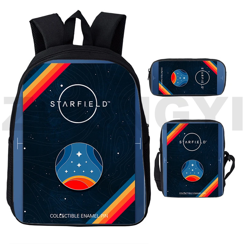 

Популярные студенческие рюкзаки с 3D принтом Starfield, дорожные сумки через плечо для отдыха, школьные рюкзаки для мальчиков 3 в 1 с созвездиями и играми