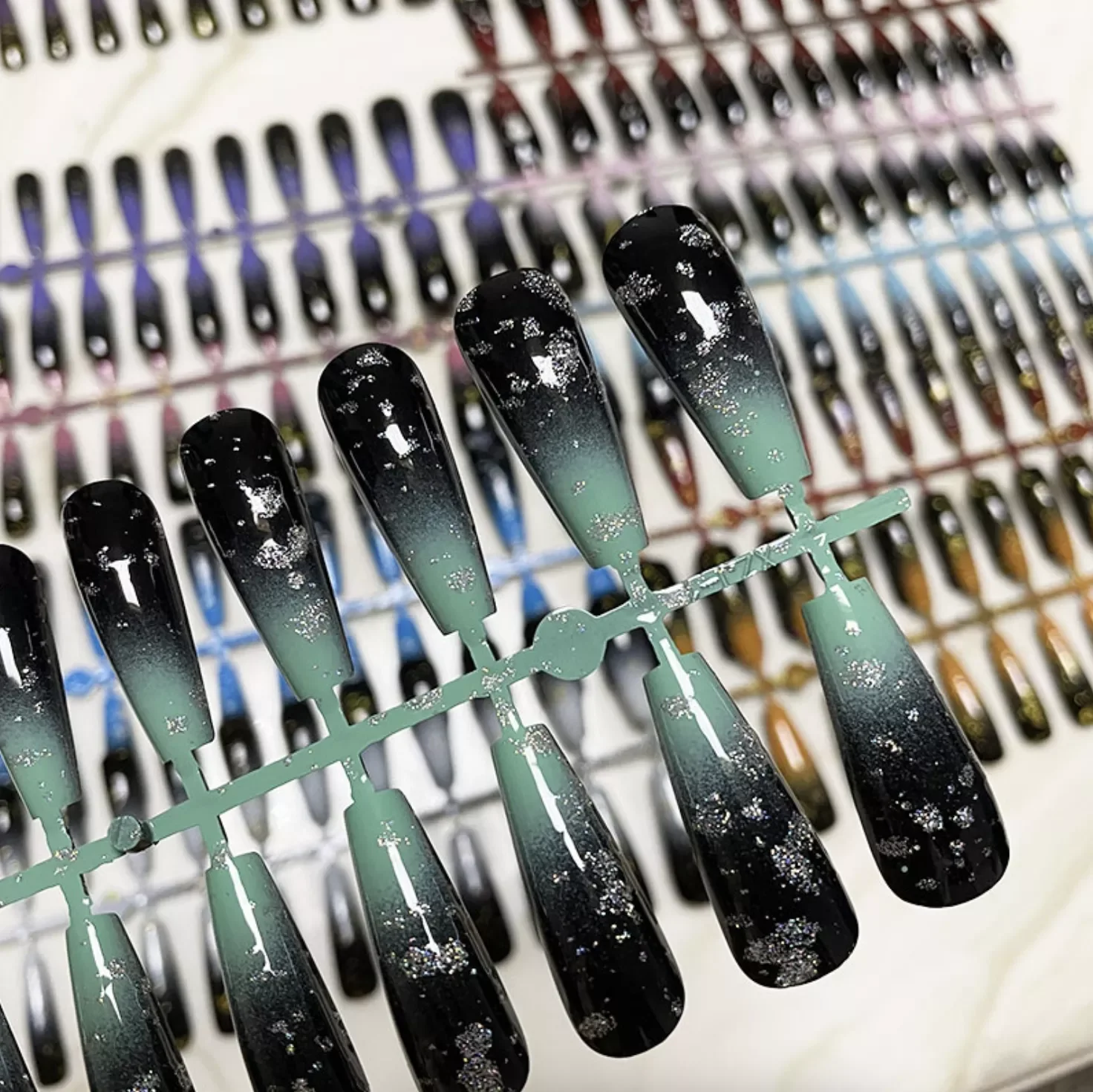 

2022NEW Gradient Oil Super Long Coffin False Nail Ballet Press on Nails Tips for Nails Art Artificial Fingernails Fake Nails