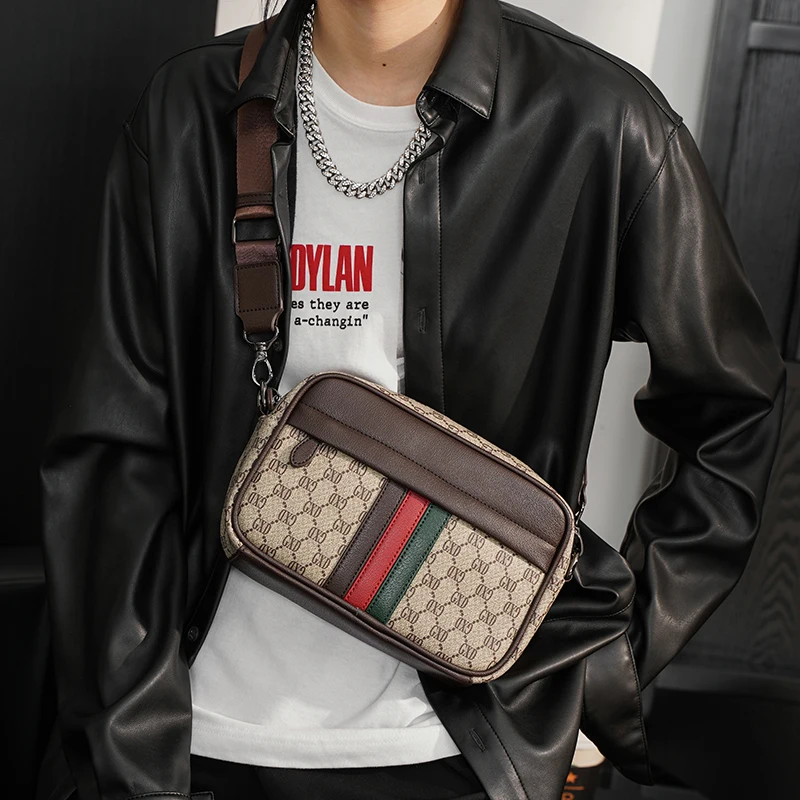 

Fashion men's small square bag youth shoulder bag Business casual fashion trend texture crossbody bag 2023