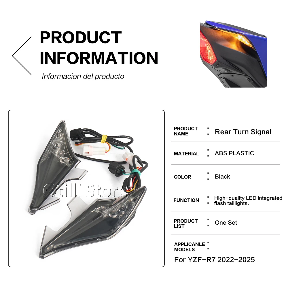 Фото YZF R7 мотоциклетный светодиодный указатель поворота задний фонарь задние задние фонари встроенный стоп-сигнал для Yamaha YZFR7 YZF-R7 2022 2023 24 25 №2