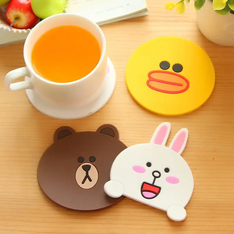 

LINE Brown Cartoon Coaster Kawaii Creativity Sally Cony Anime Soft Silica Gel Non-Slip Tea Cup Mat Fashion Desktop Ornaments