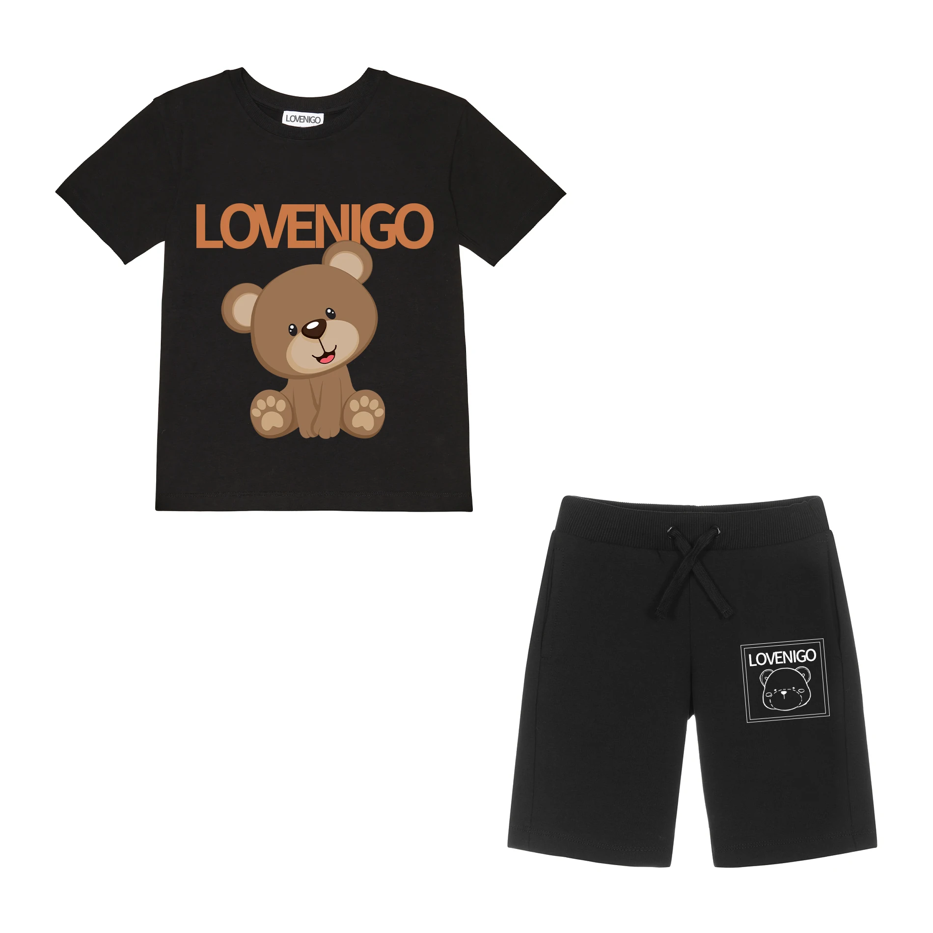 

NIGO Children's Summer Bear Print Cotton Casual T-shirt Shorts Suit #nigo36415