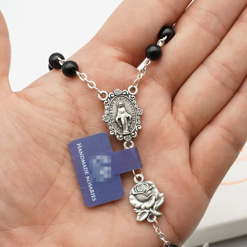 Ожерелье с подвеской-крестом из натурального агата для женщин и мужчин