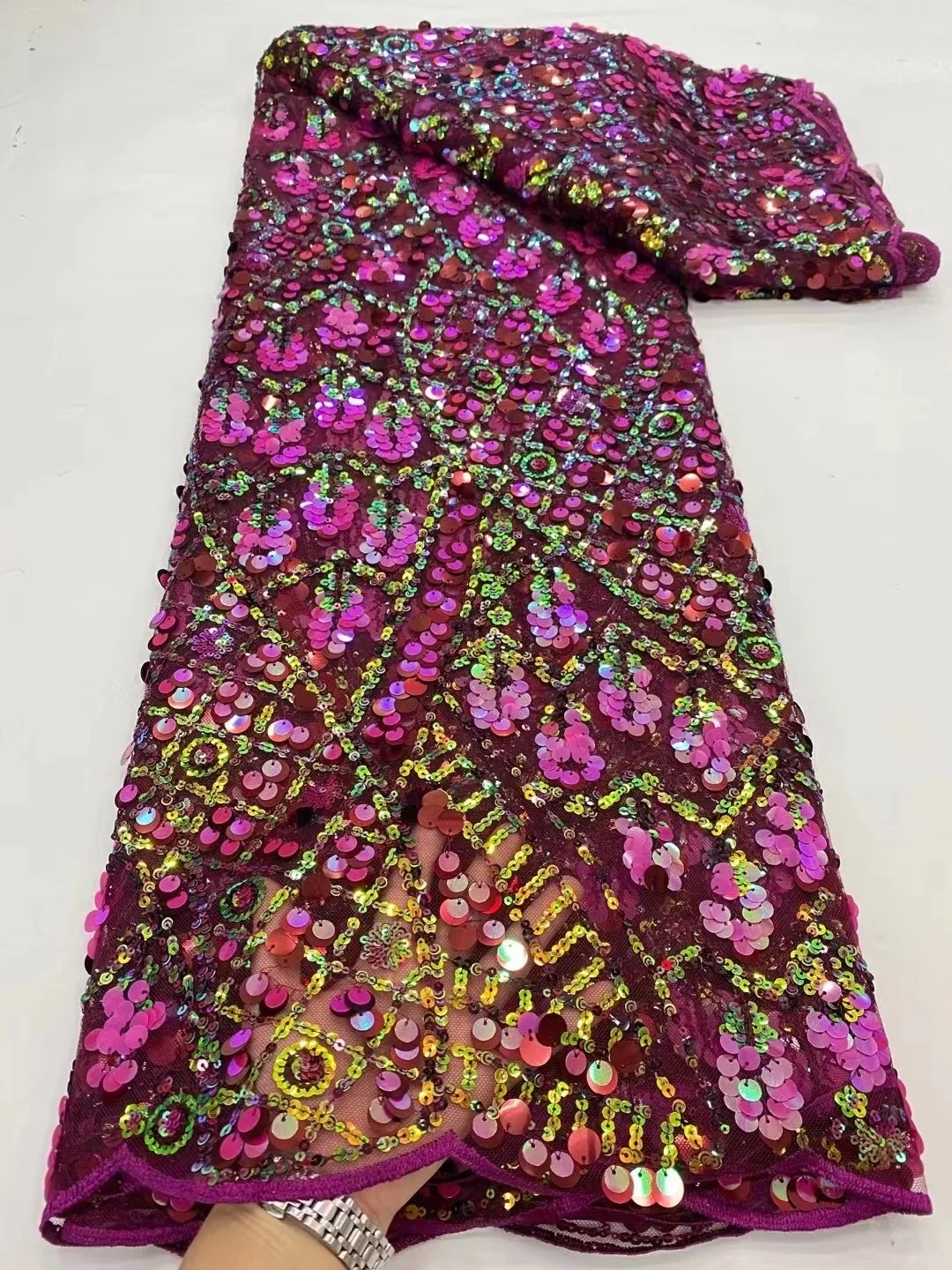 

nigerian lace fabric 2023 high quality lace material on mesh by the yard designer Multi-Colored on sale sewing tissues