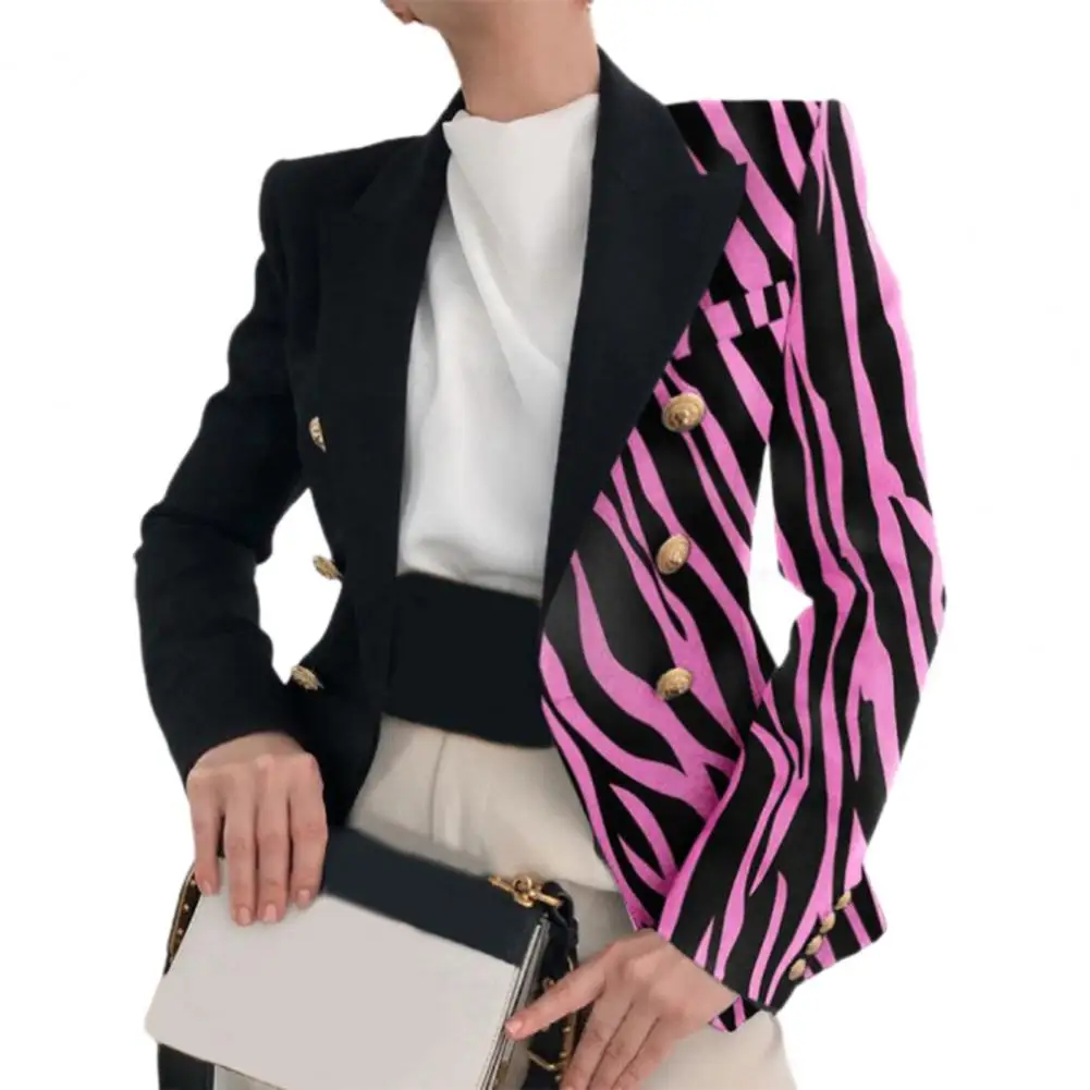 

Chic Women Blazer Shiny Blazer Long Sleeves Individual Autumn Blazer Dress Up