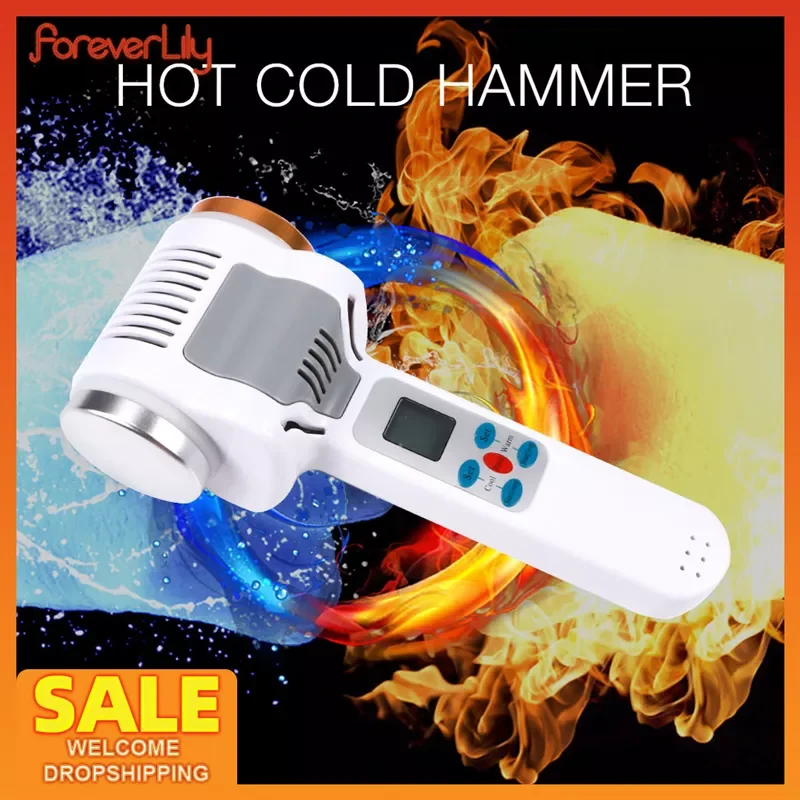 Hot Cold Hammer Skin Lifting Up Massager Ultrasound Cavitation Machine Cryotherapy LED Photon Rejuvenation Facial Eye Care Tool