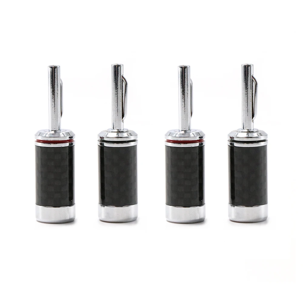 4pcs BA1405R Carbon fiber Rhodium plated speaker cable plug hifi audio banana plug