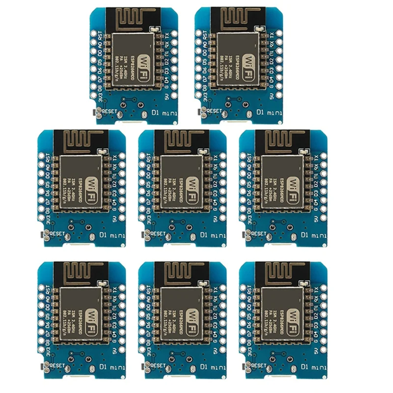 

8PCS ESP8266 ESP-12 Wemos D1 Mini Wifi макетная плата Micro-USB 3,3 V на основе фотоэлементов с мини-модулем ESP12 D1