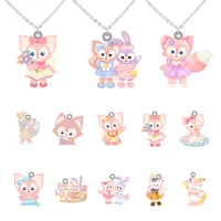 disney new character cute linabell single sided printing pendant necklace epoxy resin necklace for girls women decoration fsd547