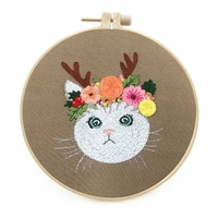 cute cat embroidery pendant holiday gift embroidery kit for beginners modern embroidery set craft kit english description
