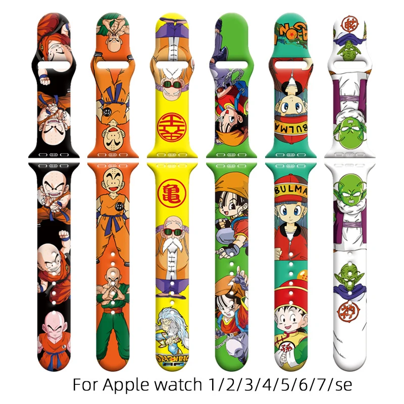 

Ремешок силиконовый для Apple Watch Band, браслет для смарт-часов Apple Watch 6/5/4/3/2/1/SE S7 42 45 38 44 40 41 мм, аниме Браслет
