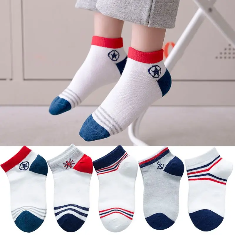 Children's Socks Spring/Summer New Boat Socks Cartoon Mesh Children's Socks Boys and Girls Solid Cotton Socks Thin Baby Socks
