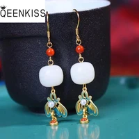 qeenkiss eg5253 fine jewelry wholesale fashion woman bride girl mother birthday wedding gift vintage jade 24kt gold dropearrings