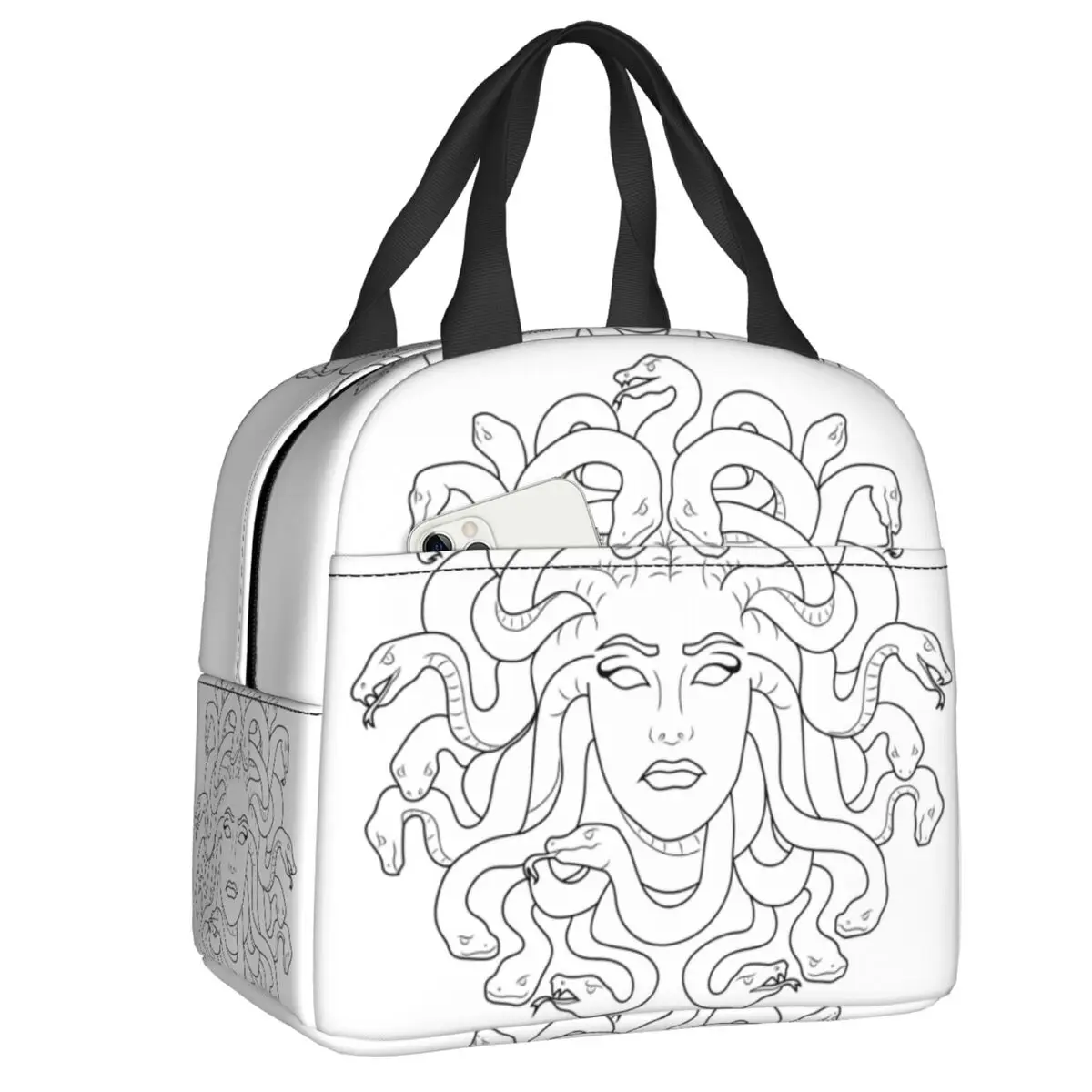 

Термоизолированная сумка для ланча Medusa с головой змеи, Женская многоразовая сумка для ланча с греческим мифом, для кемпинга на открытом воз...