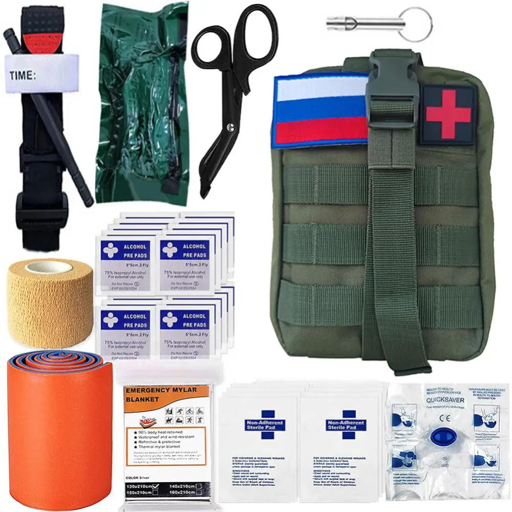 

39 Pcs Emergency Survival First Aid Kit Military Tactical Admin Pouch EMT Bug Out Bag Camping Gear Tactical Molle For Trauma