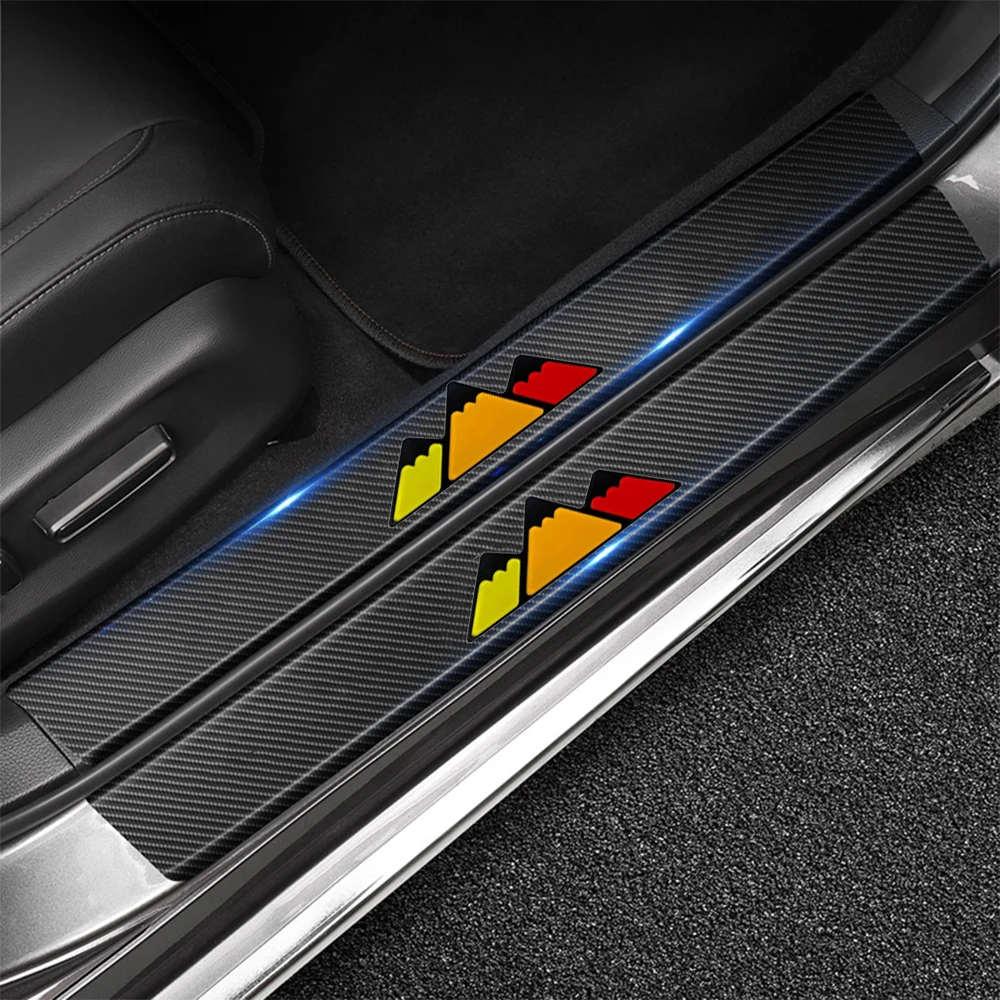 

4x Tri-color Badge Logo Car Door Threshold Stickers Carbon Fiber Auto Sill Decal For Toyota Corolla Rav4 Camry Yaris CHR Avensis