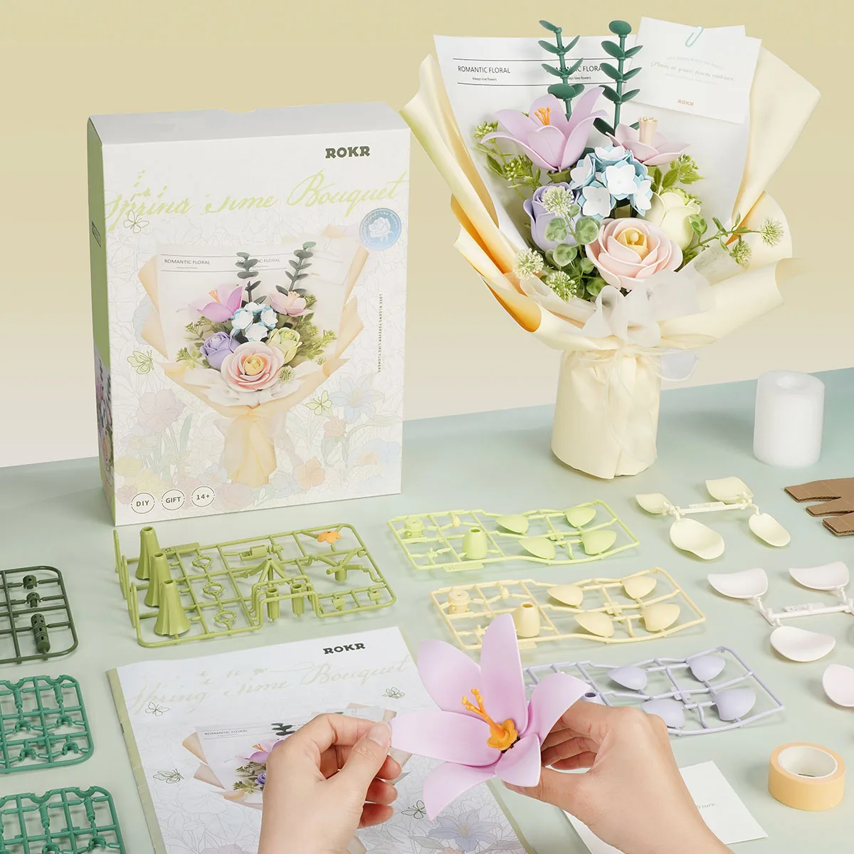 Robotime Rokr Spring Time Bouquet DIY 3D-головоломка с 6 видами цветов Лучшие подарки для вашей жены