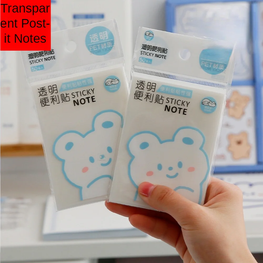 

New Sticky Notes Office Decor Transparent Post-it Notes Pet Waterproof Cute Stickers Student Stationery Notes and Wallet Sticker